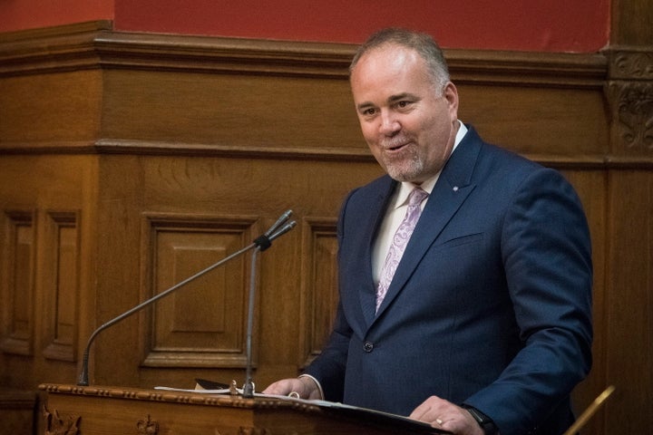 Todd Smith is sworn into his new role as Ontario's Minister of Children, Community and Social Services at Queen's Park in Toronto on June 20, 2019.