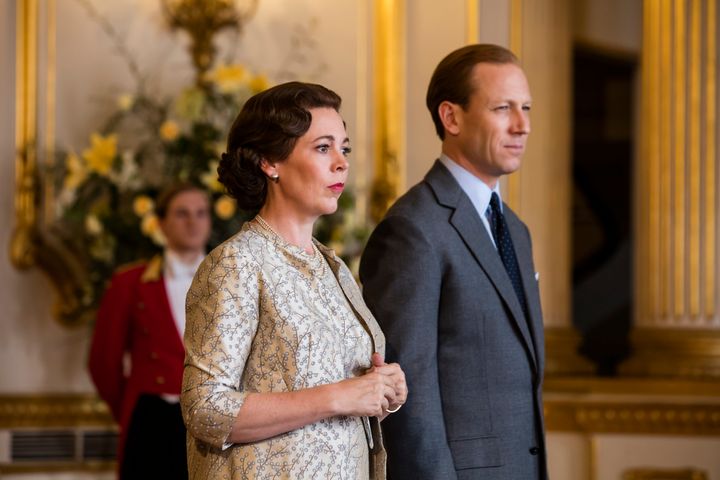 Olivia Colman and Tobias Menzies in "The Crown"