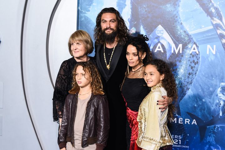 Bonet and family attend the premiere of "Aquaman," starring husband Jason Momoa, on Dec. 12, 2018, in Hollywood, California.