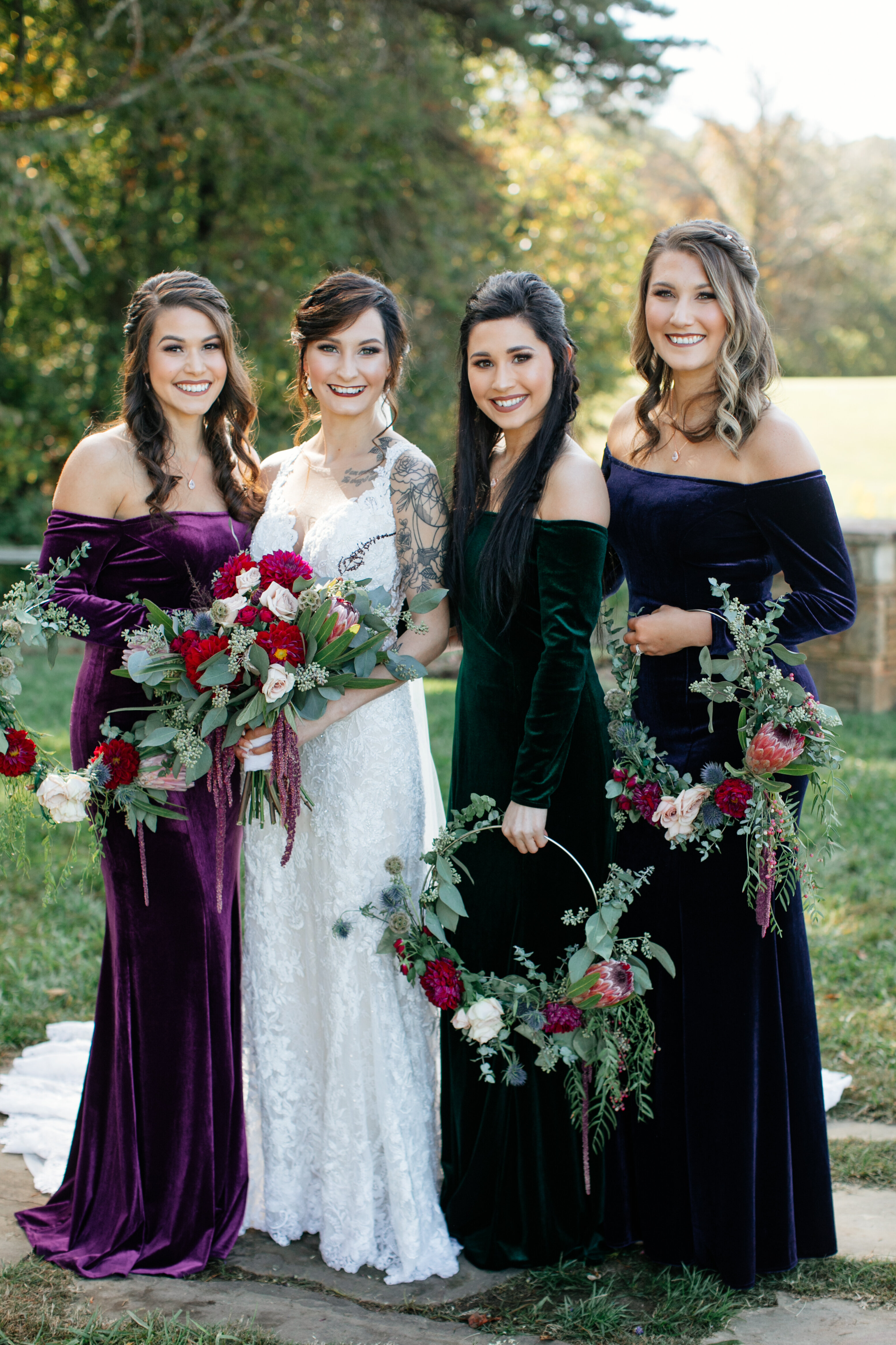 Purple Velvet Bridesmaid Dresses