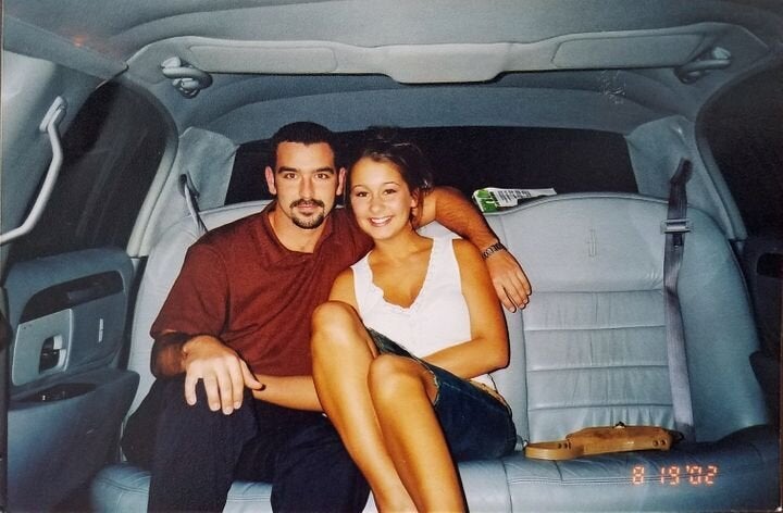 Megan Frey poses with her youth pastor Wes Feltner in this picture from 2002.