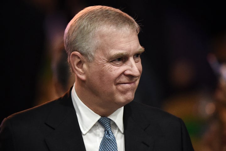 Prince Andrew, Duke of York leaves after speaking in Bangkok on Nov. 3, 2019.