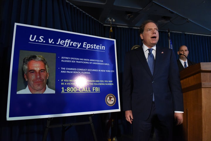 US Attorney Geoffrey Berman announces charges against Jeffrey Epstein on July 8, 2019 in New York City. 