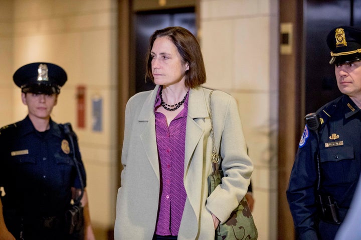 Fiona Hill, the former White House adviser on Russia, arrives at the Capitol on Nov. 4 for a closed-door meeting as part of the House impeachment inquiry.