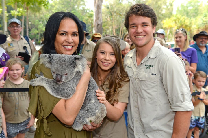 Christine Anu with Bindi Irwin and Chandler Powell at Australia Zoo's Steve Irwin Day on Friday November 15.