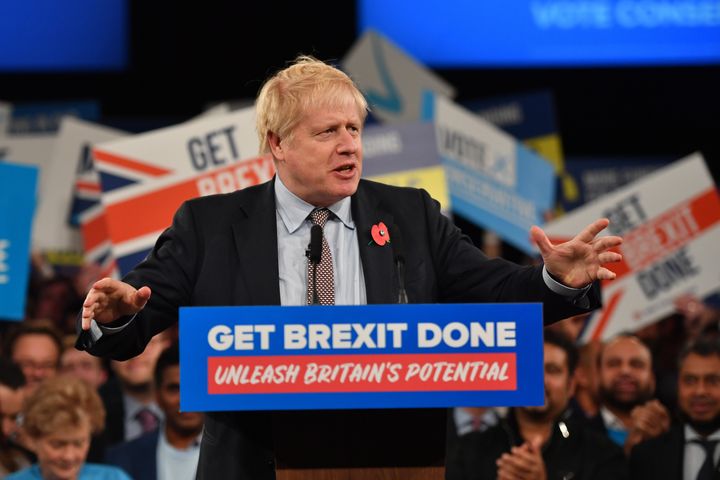 Prime Minister Boris Johnson speaking at the launch the Conservative Party's General Election campaign at NEC, Birmingham.