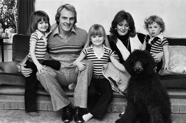 Gabby Logan pictured with parents Terry Yorath and Christine Yorath, alongside sister Louise and brother Daniel. 