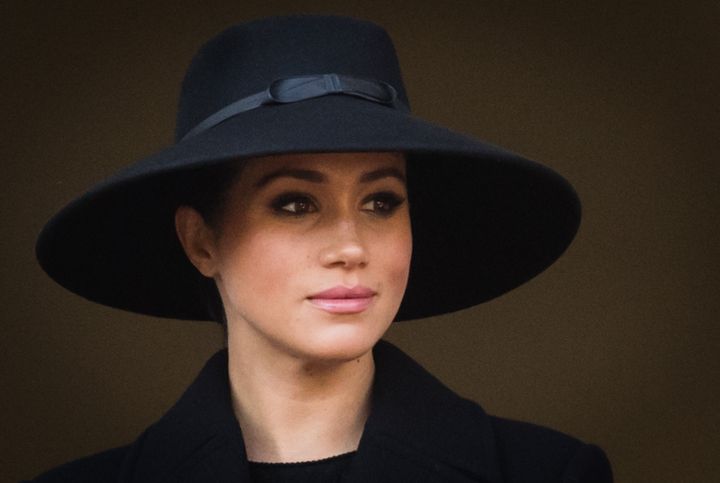 Meghan, Duchess of Sussex, attends the annual Remembrance Sunday memorial at The Cenotaph on Nov. 10 in London.&nbsp;