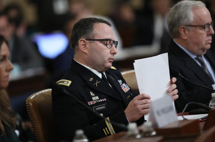 Lt. Col. Alexander Vindman, National Security Council director for European Affairs, testifies before the House Intelligence
