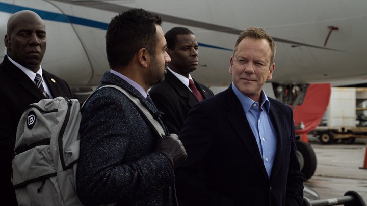 Kal Penn and Kiefer Sutherland in "Designated Survivor" on Netflix.