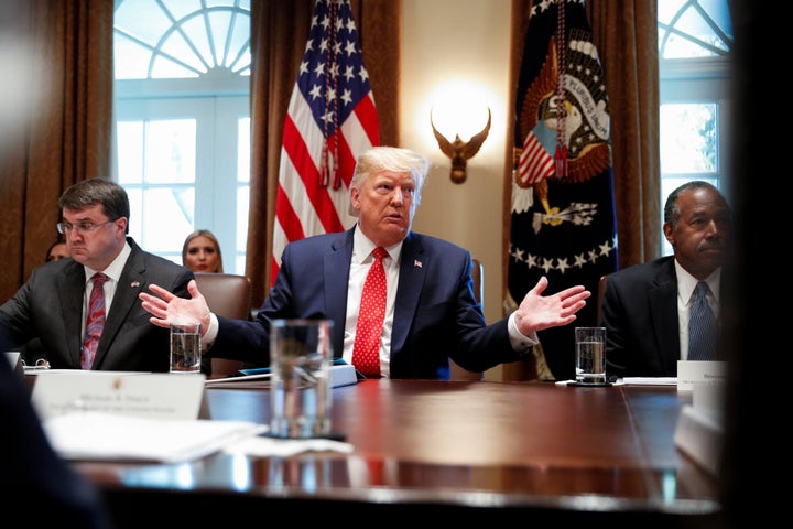 President Donald Trump hosts a Cabinet meeting at the White House on Tuesday.