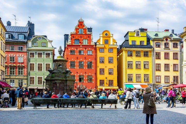 Colourful houses on Stortorget Square in Stockholm's Old Town.