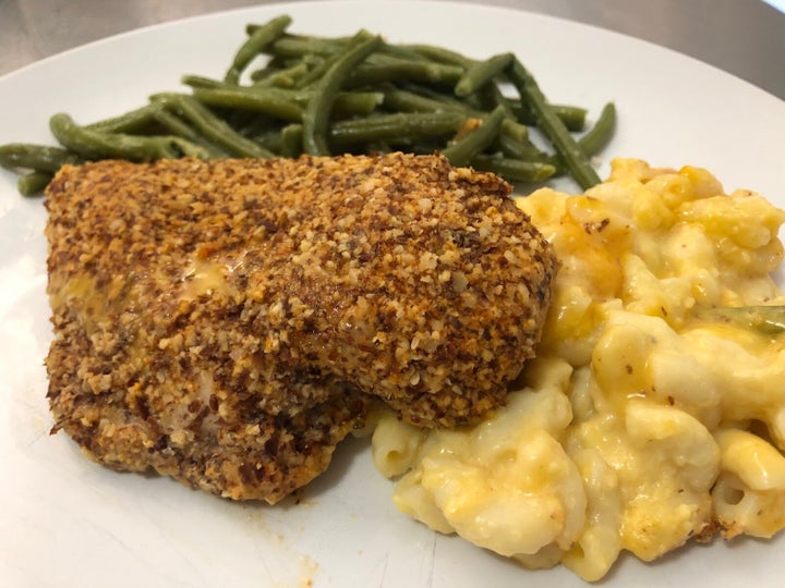 Freshly's chicken with butternut squash mac and cheese.