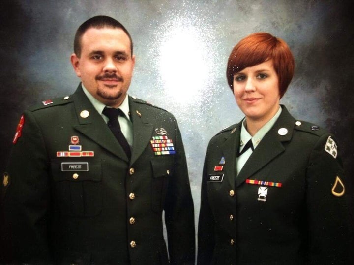 Freeze and her brother, a fellow combat veteran, in 2010.