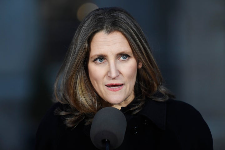 Newly named Deputy Prime Minister and Minister of Intergovernmental Affairs Chrystia Freeland speaks following the swearing-in of the new cabinet at Rideau Hall in Ottawa on Wednesday.