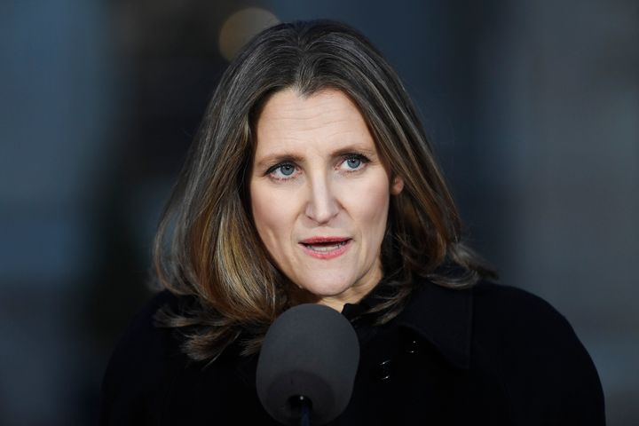 Newly named Deputy Prime Minister and Minister of Intergovernmental Affairs Chrystia Freeland speaks following the swearing-in of the new cabinet at Rideau Hall in Ottawa on Wednesday.