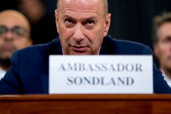 Gordon Sondland, U.S. ambassador to the European Union, testifies before the House Intelligence Committee on Nov. 20, 2019.