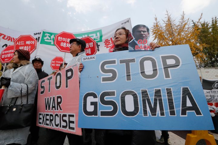 GSOMIA破棄を求める集会（韓国・ソウルで、2019年11月15日） 