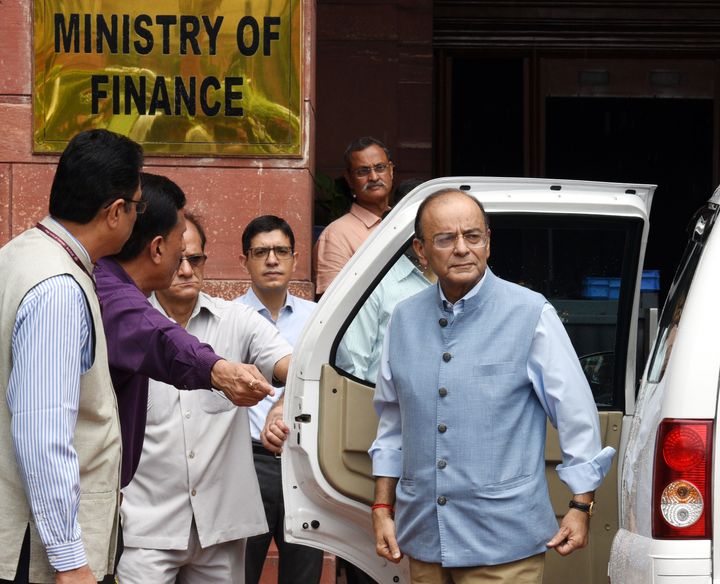 Then Union Finance Minister Arun Jaitley outside the Ministry of Finance on August 23, 2018 in New Delhi.