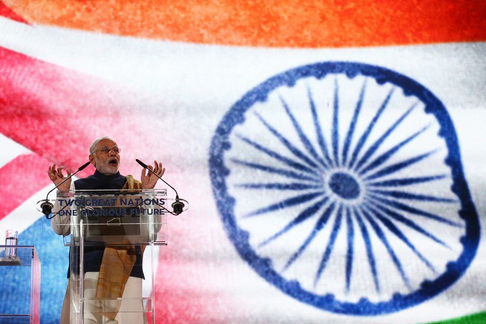 Around 60,000 people watched a Modi speak at a Wembley stadium rally alongside David Cameron in 2015