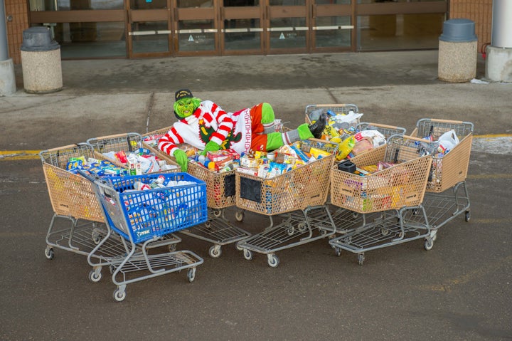 Rob Folk with some of the donations he helped bring in to the Regina Food Bank.