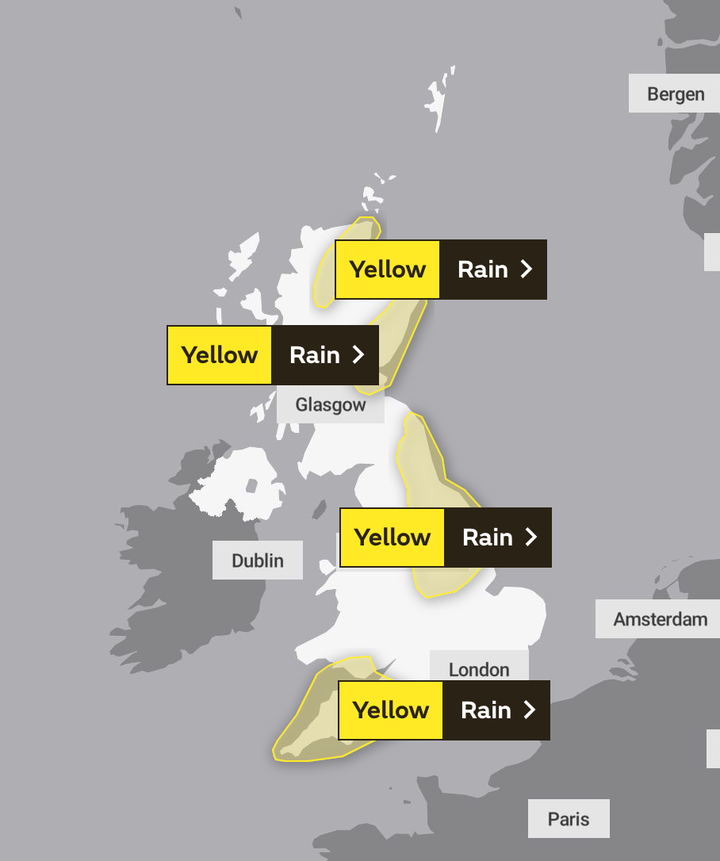 Weather warnings in place on Saturday.