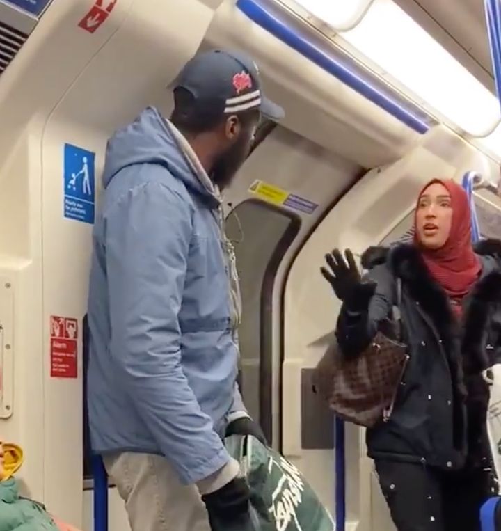 Asma Shuweikh confronts a man on the tube during the incident. 