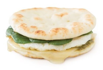 The Second Cup egg white, pesto and Swiss on naan.