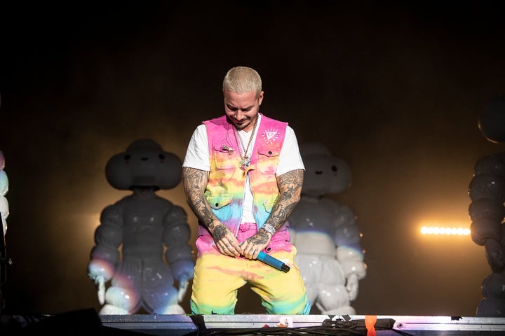 J Balvin, visiblemente emocionado durante su concierto en el Flow Fest. 