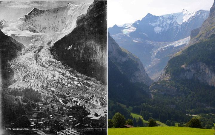 Αποκαλυπτική σύγκριση: Ο παγετώνας Lower Grindelwald το 1865 και το 2019