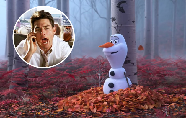 Tom Cruise, en 'Jerry Maguire', y Olaf, en 'Frozen 2'.