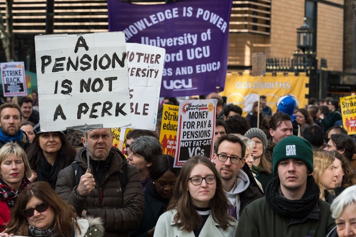 <strong>UCU members during strike action earlier this year </strong>