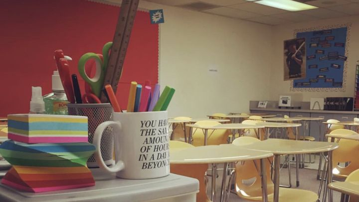 Estes' rainbow-filled classroom
