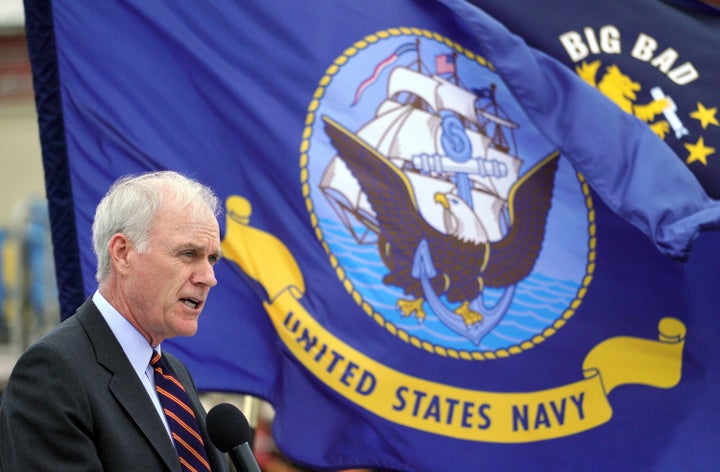 Richard Spencer, then-secretary of the Navy, delivers a speech during a re-dedication ceremony for the USS John S. McCain at the U.S. Naval base in Yokosuka, southwest of Tokyo, Thursday, July 12, 2018.