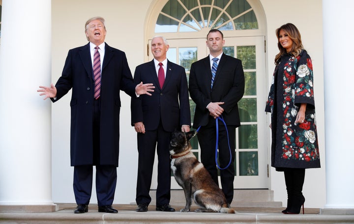 Conan was with his military handler on the colonnade of the West Wing of the White House on Monday.