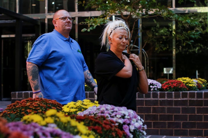 <strong>Charlotte Charles and Tim Dunn, parents of British teen Harry Dunn who was killed in a car crash on his motorcycle.</strong>