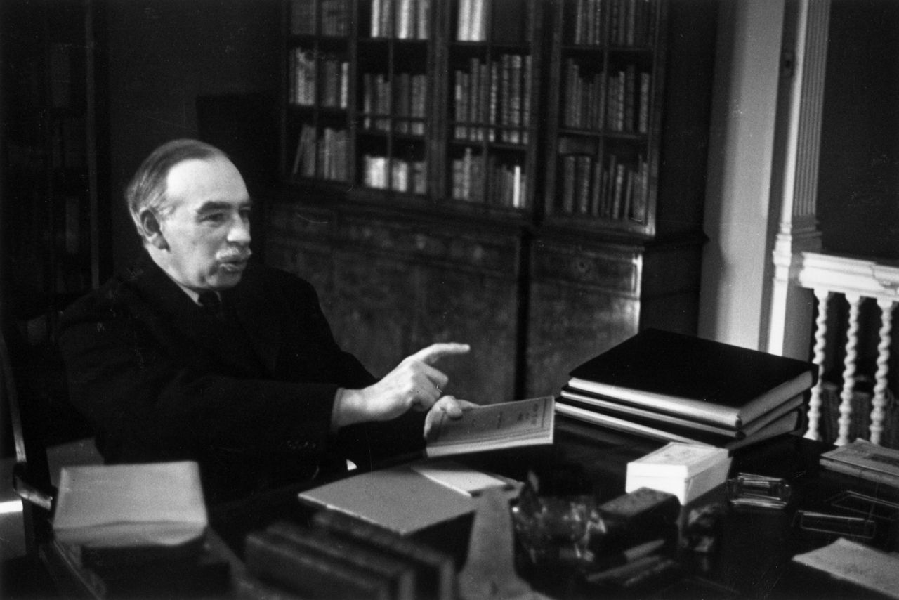 English economist John Maynard Keynes at his desk on March 16, 1940. 