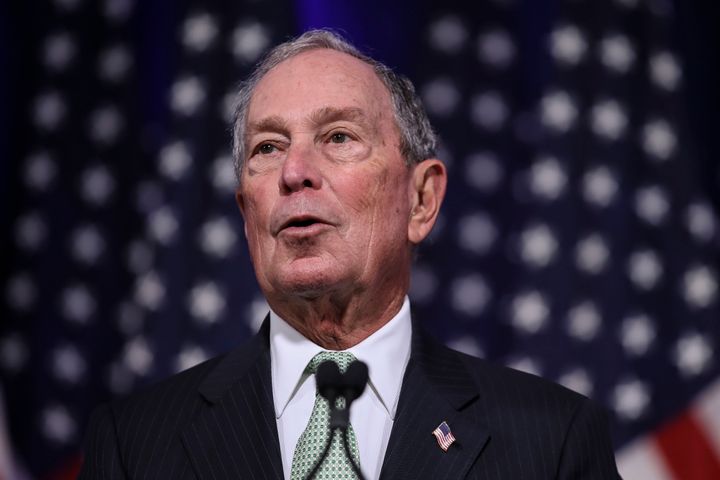Former New York Mayor Michael Bloomberg speaks in Norfolk, Virginia, on Monday. Bloomberg, once a Republican-turned-independent, registered as a Democrat in Oct. 2018. 