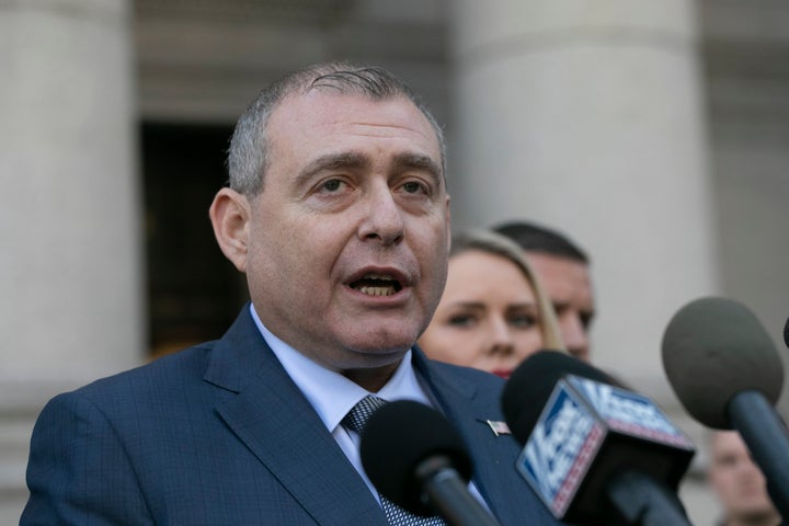 Lev Parnas makes a statement to the media following his Oct. 23 arraignment in New York. Parnas and Igor Fruman are charged with conspiracy to make illegal contributions to political committees supporting President Donald Trump and other Republicans.