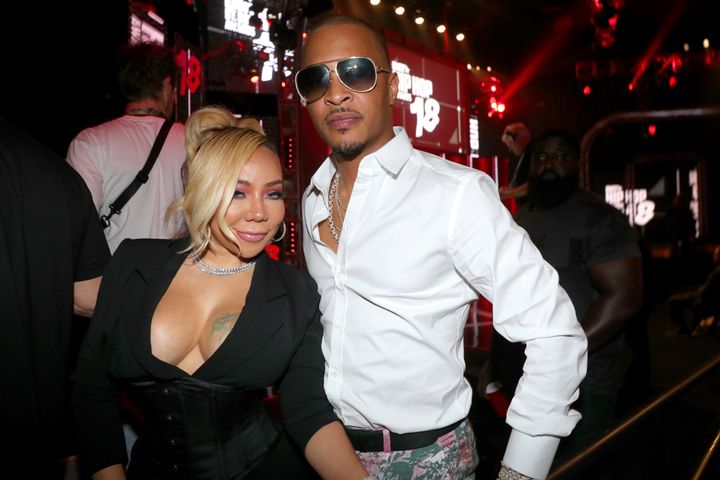 Tiny and T.I. backstage at the BET Awards last year