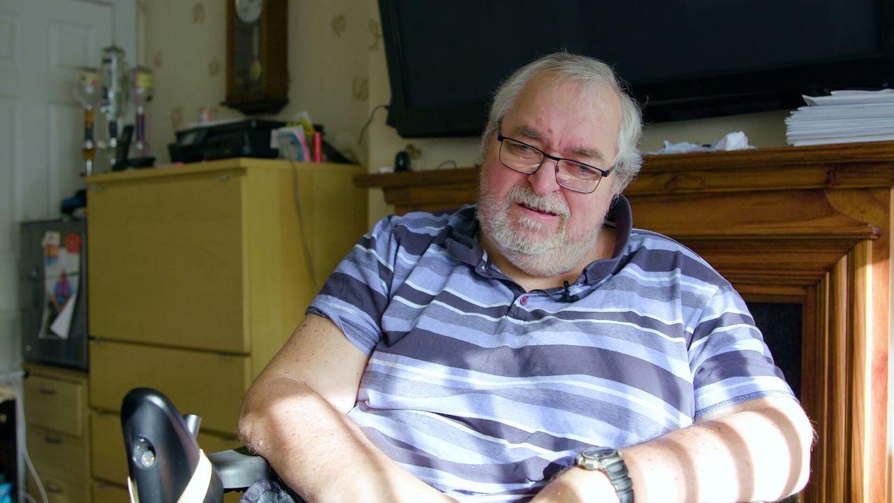 Alan Dick has had to sleep in his wheelchair in soiled clothing because of care staff shortages.