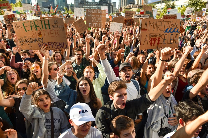  Activists rally for action on climate change on Sept. 27, 2019 in Montreal.