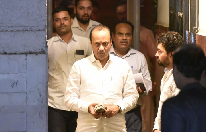Ajit Pawar leaves his resident at Church Gate, on November 24, 2019 in Mumbai.