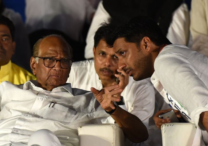 A file photo of Parth Pawar (right) with granduncle Sharad Pawar.