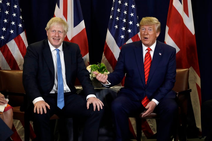 President Donald Trump meets with Boris Johnson at the United Nations General Assembly.