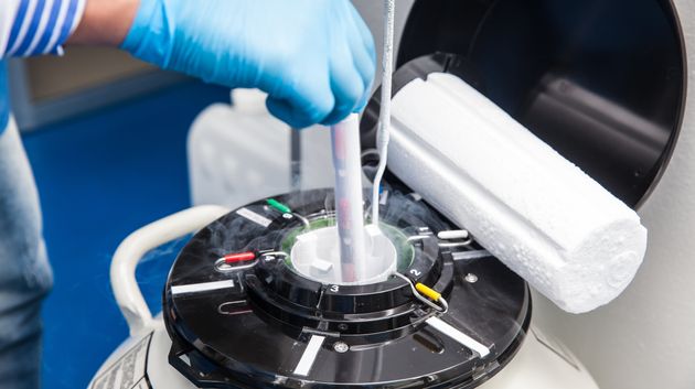 Liquid nitrogen cryogenic tank at life sciences laboratory