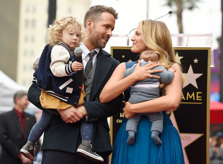 Ryan Reynolds and BlakeLively with their daughters James, left and Inez during Reynolds' Hollywood Walk of Fame ceremony in Dec. 2016.