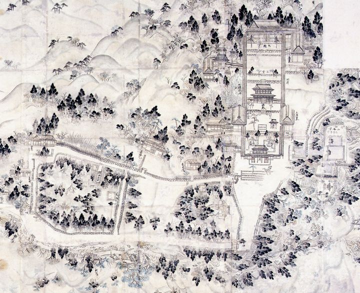 1600年代の古地図は開祖・道元が上山した参道の道筋を描き出している。
