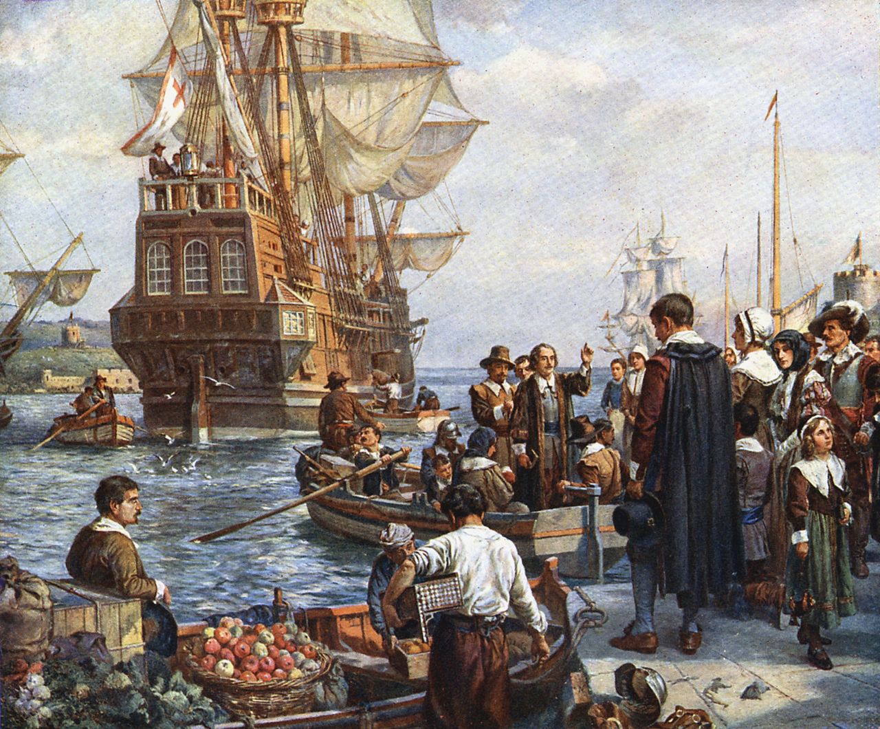 Η επιβίβαση των πρώτων αποίκων στο Mayflower για το μεγάλο ταξίδι στον Νέο Κόσμο.