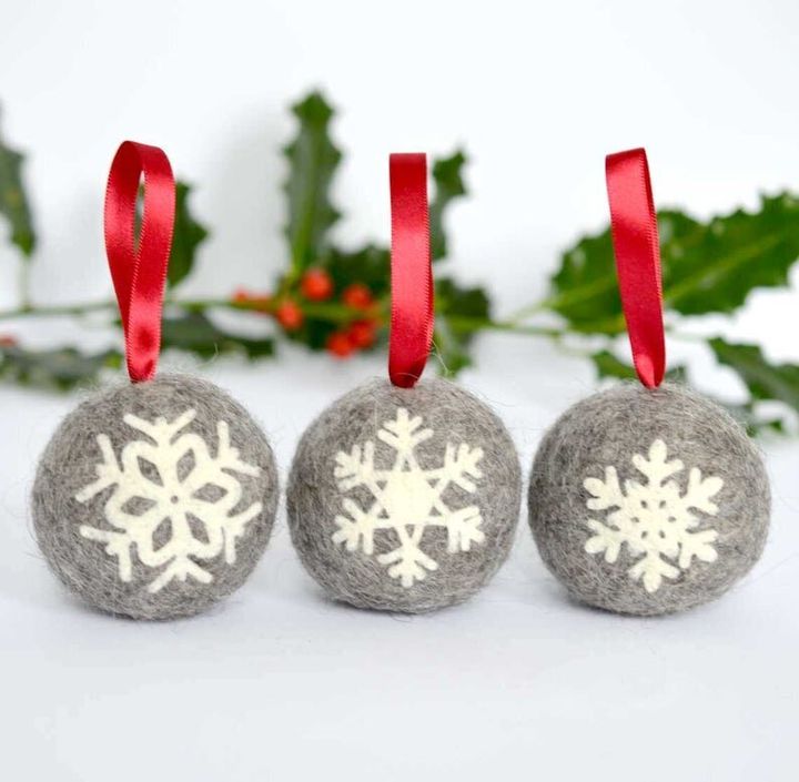 Felted Snowflake Applique Bauble, Somnus And Seb On Etsy, £26.40